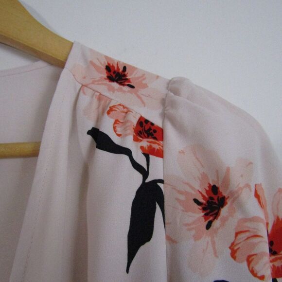 Aritzia Wilfred Top XS Pink Floral Tia Drapey Front Tie Romantic Feminine Modern - Picture 5 of 14